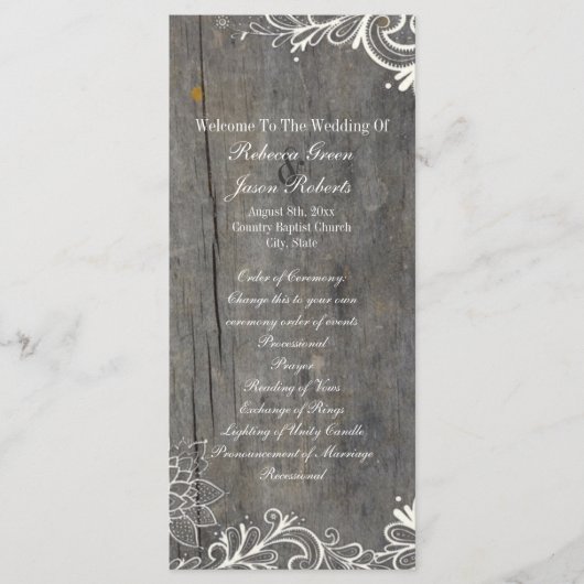 繁栄した渦巻きレースの木の国の結婚式のプログラム プログラム (正面)