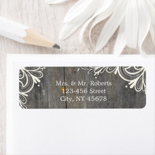 繁栄した渦巻きレースの木の国の結婚式 ラベル (インサイチュ)