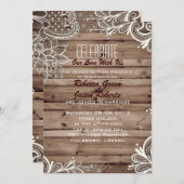 繁栄した渦巻きレース納屋の木造の田舎結婚式 招待状 (正面/裏面)