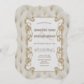 繁栄した金ゴールド素晴らしアールデコ結婚ギャツビー 招待状 (正面/裏面)