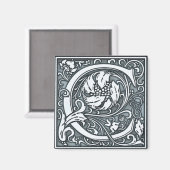 繁栄した銀モノグラム – C マグネット (正面/裏面)