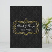 繁栄した黒い金ゴールドのダマスクのクリスマスの招待状 招待状 (スタンド正面)