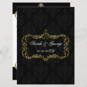 繁栄した黒い金ゴールドのダマスクのクリスマスの招待状 招待状 (正面/裏面)
