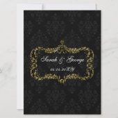 繁栄した黒い金ゴールドのダマスクのクリスマスの招待状 招待状 (正面)