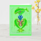 繁栄のイルカ カード (黄色い花)