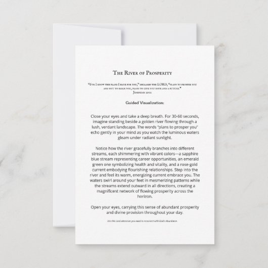 繁栄の川の瞑想カード | クリスチャンSc 招待状 (裏面)
