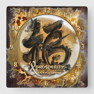 繁栄の関係: 中国のな風水の芸術 スクエア壁時計