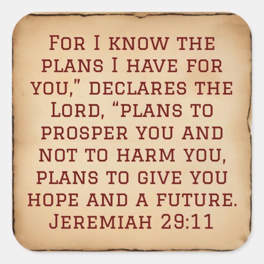 繁栄の願いの神の計画 |エレミヤ29:11 スクエアシール (正面)