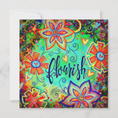 繁栄モダンフローラ勇気付けられるかわいらし サンキューカード (正面)