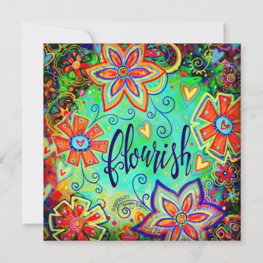 繁栄モダンフローラ勇気付けられるかわいらし サンキューカード (正面)
