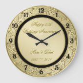 繁栄金ゴールド50結婚周年 ラージ壁時計 (正面)