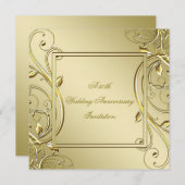 繁栄金ゴールド50結婚周年 招待状 (正面/裏面)