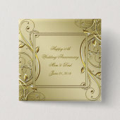 繁栄金ゴールド50結婚周年 缶バッジ (正面)