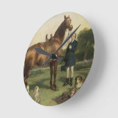 繁栄(油キャンバス) ラウンド壁時計 (傾斜)