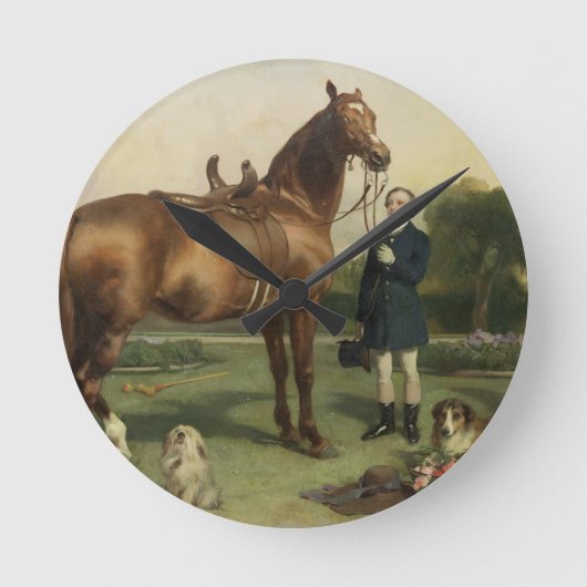 繁栄(油キャンバス) ラウンド壁時計 (正面)