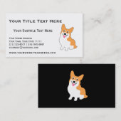 繁殖動物、犬の調教師、ドッグウォーカーのためのかわいいコーギー 名刺 (正面/裏面)