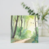 繁茂する緑の森 | 自然水色 カード (スタンド正面)