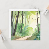 繁茂する緑の森 | 自然水色 カード (正面/裏面インサイチュ)