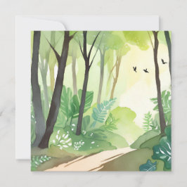 繁茂する緑の森 | 自然水色 カード