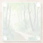 繁茂する緑の森 | 自然水色 ガラスコースター (裏面)