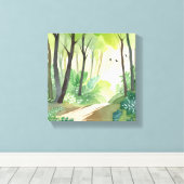 繁茂する緑の森 | 自然水色 キャンバスプリント (インサイチュ (ウッドフロア))