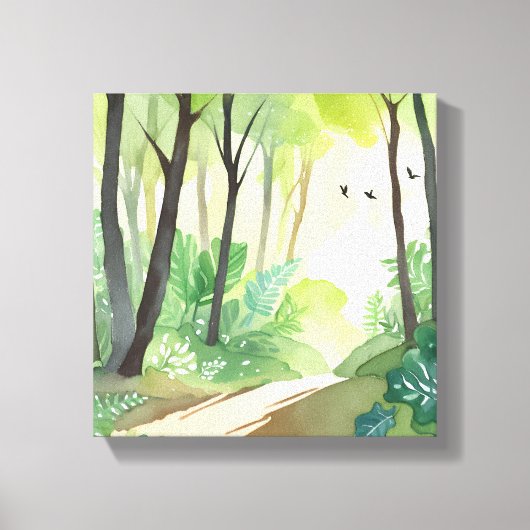 繁茂する緑の森 | 自然水色 キャンバスプリント (正面)