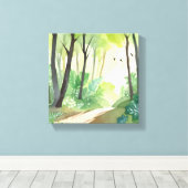 繁茂する緑の森 | 自然水色 キャンバスプリント (インサイチュ (ウッドフロア))