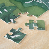 繁茂する緑の森 | 自然水色 ジグソーパズル (側面)