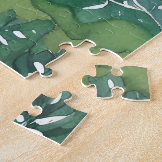 繁茂する緑の森 | 自然水色 ジグソーパズル (側面)