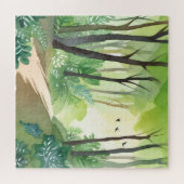 繁茂する緑の森 | 自然水色 ジグソーパズル (横)