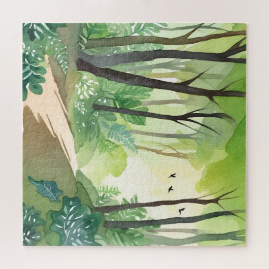 繁茂する緑の森 | 自然水色 ジグソーパズル (横)