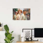 繁華街を歩く多色三組 ポスター (ホームオフィス)