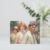 繁華街を歩く多色三組 ポストカード (スタンド正面)