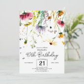 繊細お洒落な野花40歳の誕生日 招待状 (スタンド正面)
