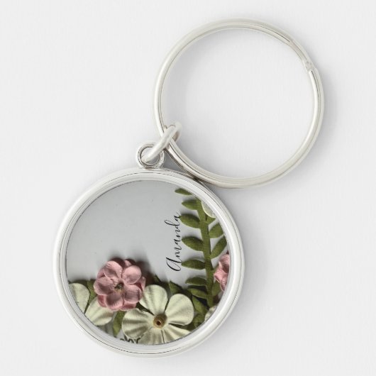 繊細かわいらしな花と名前 キーホルダー (正面)