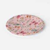 繊細でかわいい花チューリップと弓ピンク ペーパープレート (アングル)