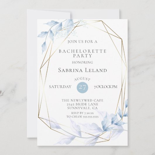 繊細でほこりっぽい青淡い色の薄紫の葉 招待状 (正面)