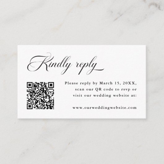 繊細でエレガントなウェディングブラックアンドホワイトRSVP エンクロージャーカード (正面)