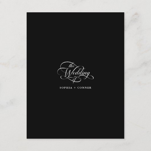 繊細でエレガントなウェディングブラック エンクロージャーカード (裏面)