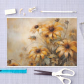 繊細でエレガントなブラックアイードスーザンの花のデコパージュ 薄葉紙 (クラフト)