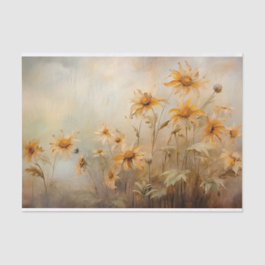 繊細でエレガントなルドベキアの花のデコパージュ 薄葉紙 (正面)