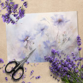 繊細でエレガントな紫のアネモネの花のデコパージュ 薄葉紙