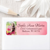 繊細でエレガントピンクのフェミニン写真アドレス ラベル (インサイチュ)