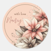 繊細でカスタマイズ可能な花のデザイン ラウンドシール (正面)