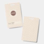 繊細でクリーミーな茶色市松模様にのパターン（ロゴ付き） バッジ (正面＆裏面)