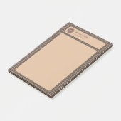 繊細でクリーミーな茶色市松模様にのパターン(ロゴ付き) ポストイット (アングル)