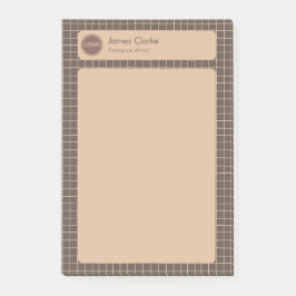 繊細でクリーミーな茶色市松模様にのパターン(ロゴ付き) ポストイット