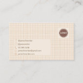 繊細でクリーミーな茶色市松模様にのパターン（ロゴ付き） 名刺 (裏面)