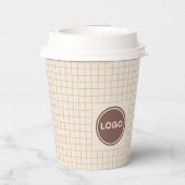 繊細でクリーミーな茶色市松模様にのパターン（ロゴ付き） 紙コップ (裏面)