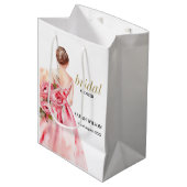 繊細でシンプルな水彩画のウェディング ブライダルシャワー ミディアムペーパーバッグ (正面アングル)